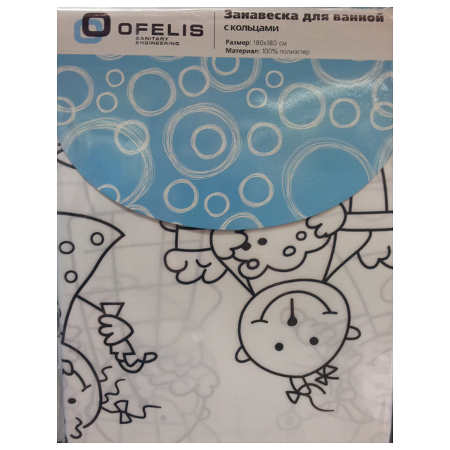 занавеска для ванной OFELIS Человечки 180х180 см полиэстер