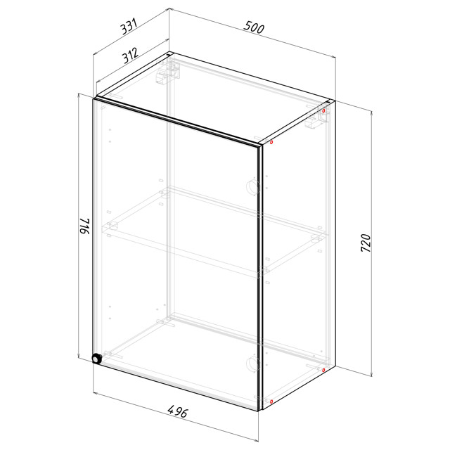 кухонный шкаф навесной РИККО 720х500х312мм 1 дверь МДФ/ЛДСП