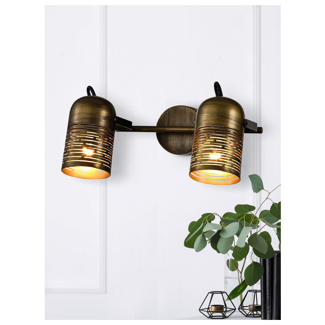 спот RIVOLI Lamia 2х40Вт E27 поворотный металл коричневый