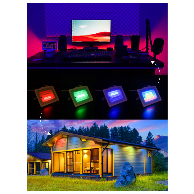 прожектор ARTSTYLE RGB с пультом ДУ и вилкой 30Вт 1260Лм IP65 белый