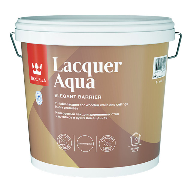 лак акриловый TIKKURILA Lacquer Aqua интерьерный полуглянцевый 2,7л, арт.700001140