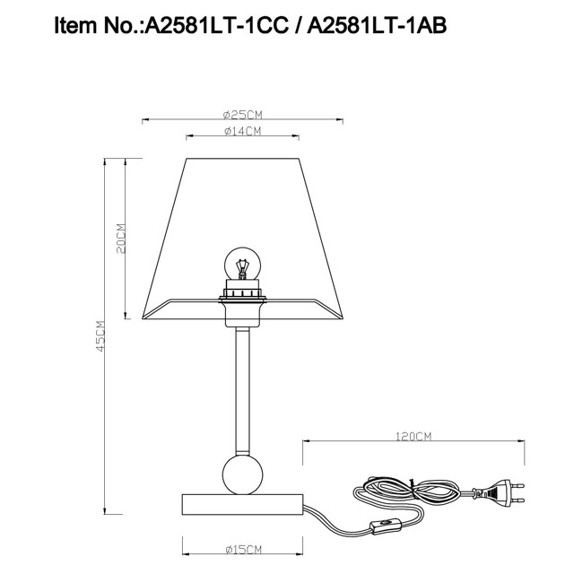 лампа настольная ARTE LAMP Elba Е27 1x60Вт хром