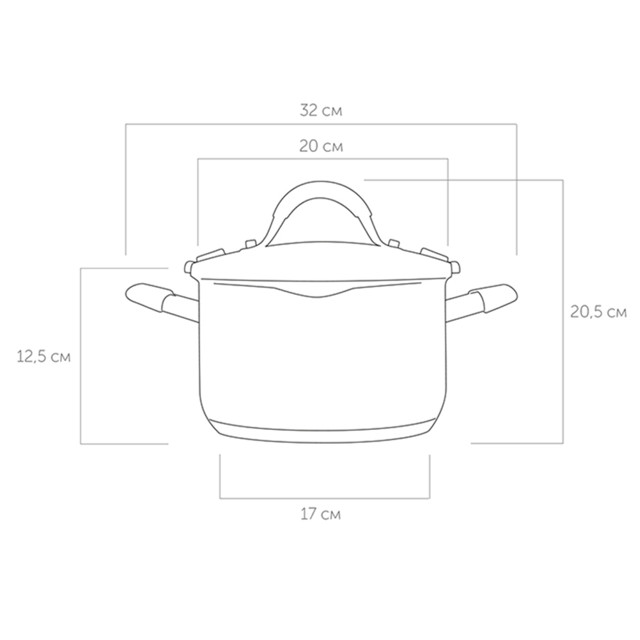 кастрюля NADOBA Nita 3,6л 20см нерж.сталь стеклянная крышка индукция