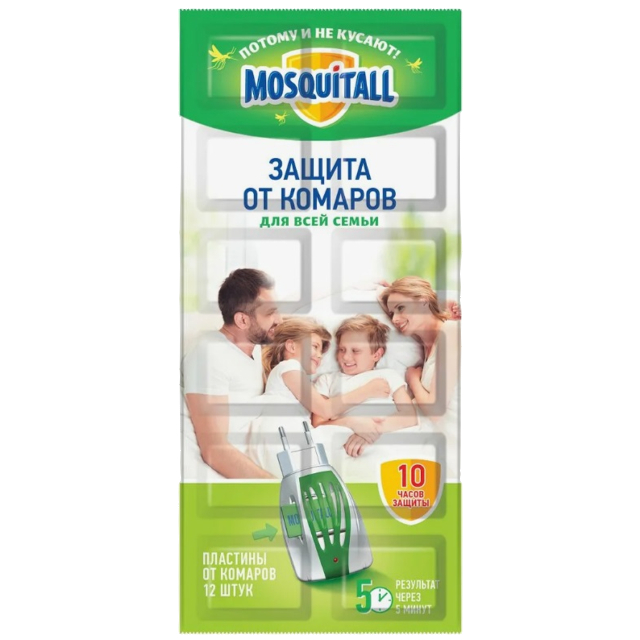 пластины MOSQUITALL Защита для всей семьи от комаров 12шт