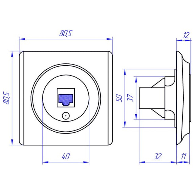 розетка 1 пост компьютерная 1xRJ45 кат.5e ONEKEYELECTRO Florence белый