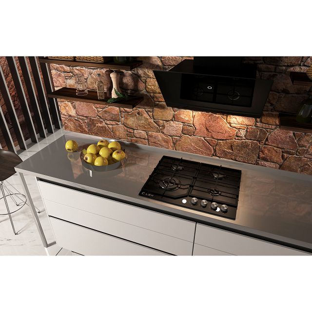 поверхность газ на стекле LEX GVG 640-1 BL 4конф.чугун черн.