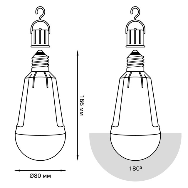 лампа Gauss 12Вт Е27 900Лм LED 4100К авар. с Li-Ion аккумулятором груша