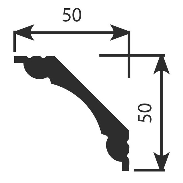 плинтус потолочный COSCA 50х50х2000мм белый, арт.СПБ069526/КХ001