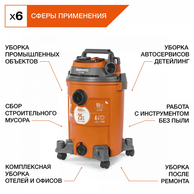 пылесос строительный DAEWOO DAVC 2516S 1600Вт