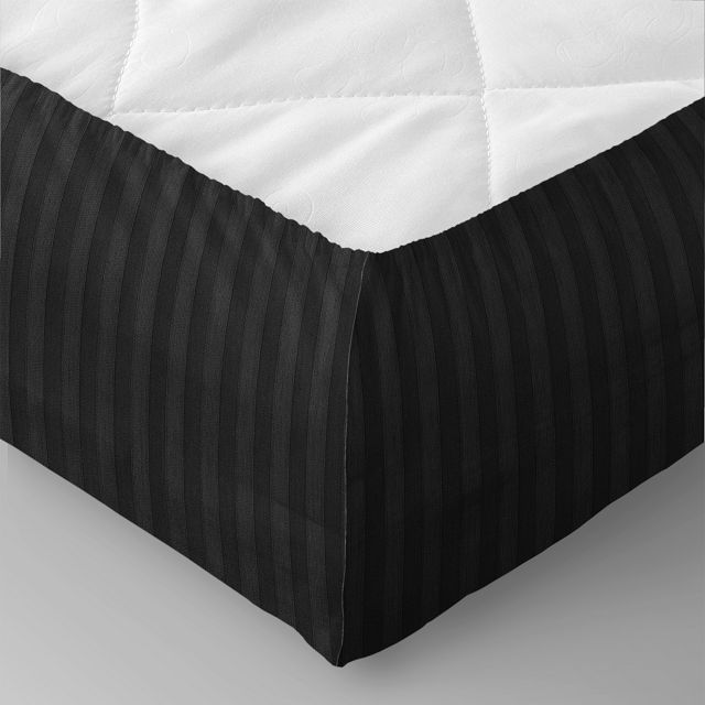 простыня на резинке VEROSSA Stripe 160х200х30см сатин-страйп черная, арт.784498