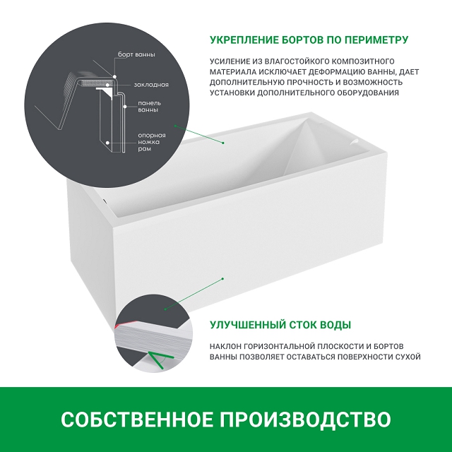 ванна акриловая 100ACRYL Acryel 120х70см
