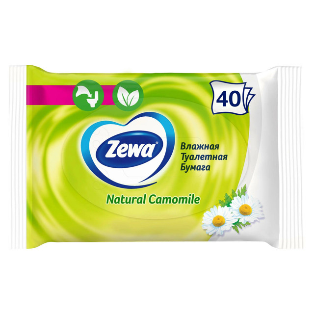 бумага туалетная Zewa Camomile влажная 40шт