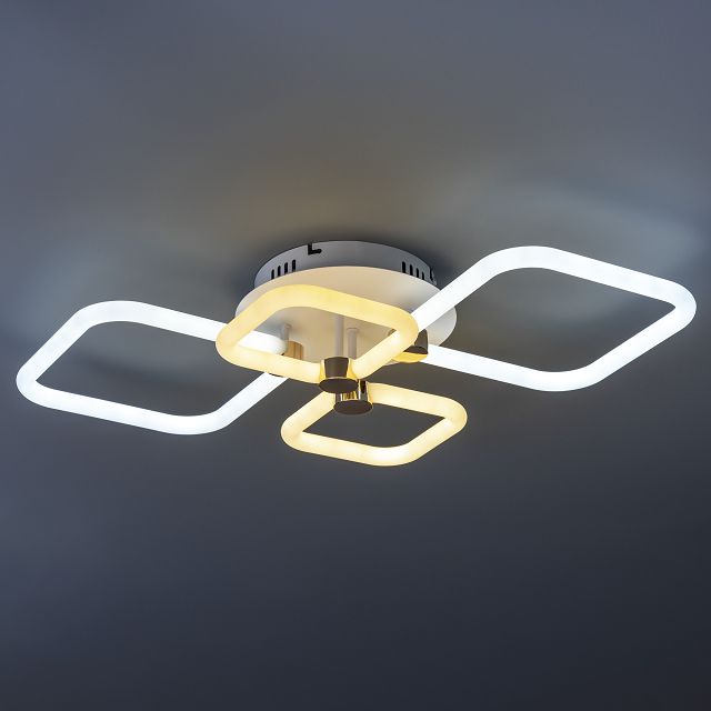 люстра потолочная RITTER LED Ottimo диммируемая с Алиса ДУ 102Вт 3 режима 46м2 белый/золото