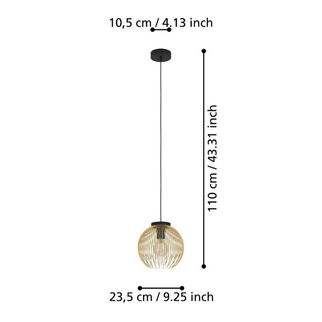 светильник подвесной EGLO Venezuela 1x40Вт E27 сталь черный золотой