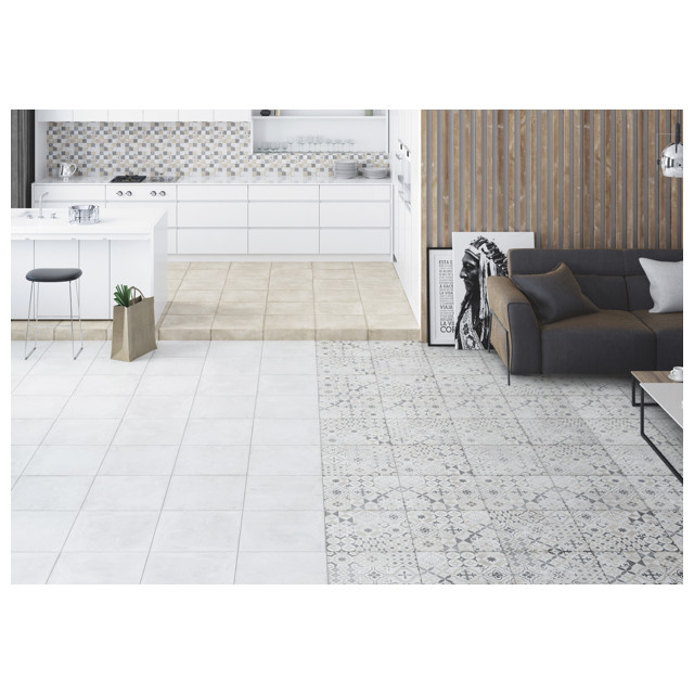 керамогранит LB CERAMICS Цемент Стайл 45x45 бело-серый