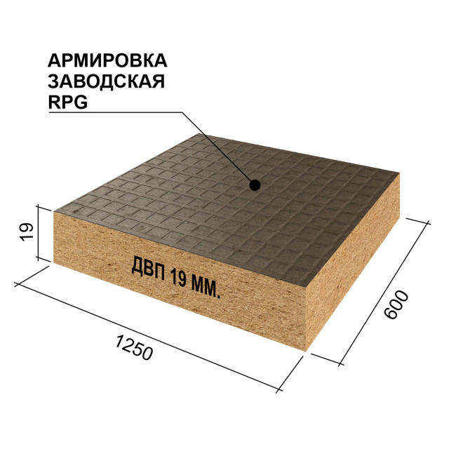 панель звукоизоляционная Ruspanel RPG Eco Comfort 1250х600х19 мм (ДВП) с армированным слоем