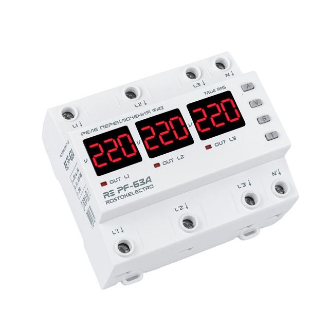 реле переключения фаз ROSTOKELECTRO RE PF-63A