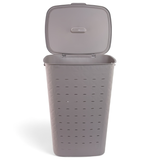 корзина для белья CURVER Softex 56л 43х33х60см пластик с крышкой серый