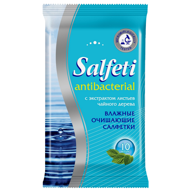 салфетки влажные SALFETI Antibacterial очищающие 10шт