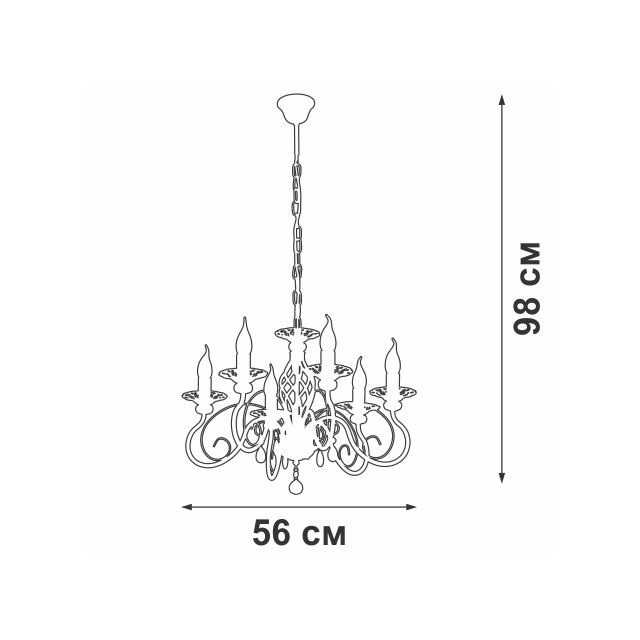 люстра подвесная VITALUCE Lucia 6x40Вт Е14 металл белый