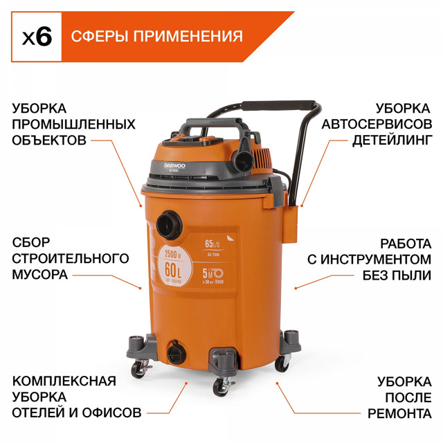 пылесос строительный DAEWOO DAVC 6025S 2500Вт