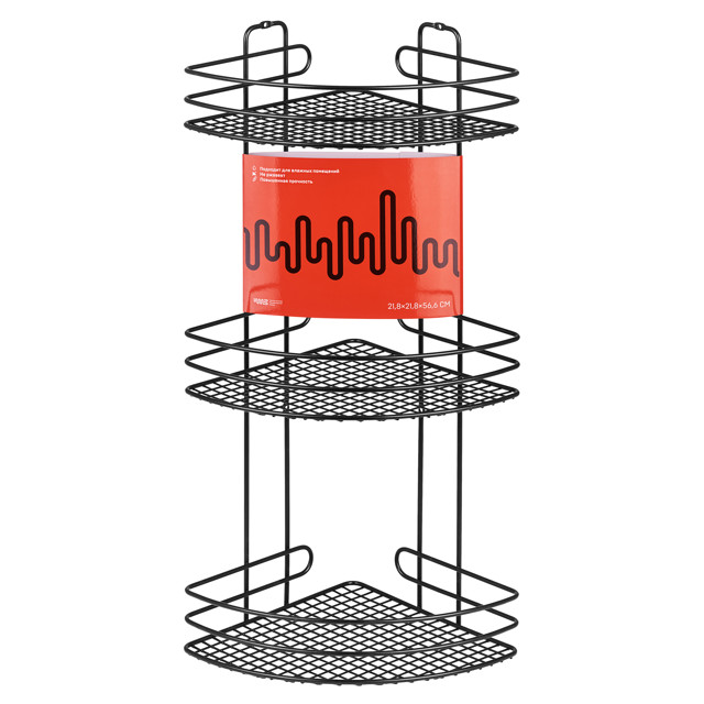 полка угловая 3-уровневая ЧМЗ 22х22х56см черная