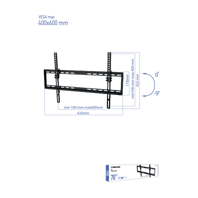 кронштейн TRESS WM 2046T VESA 100-400х600 до 40кг накл/черн. для телевизора