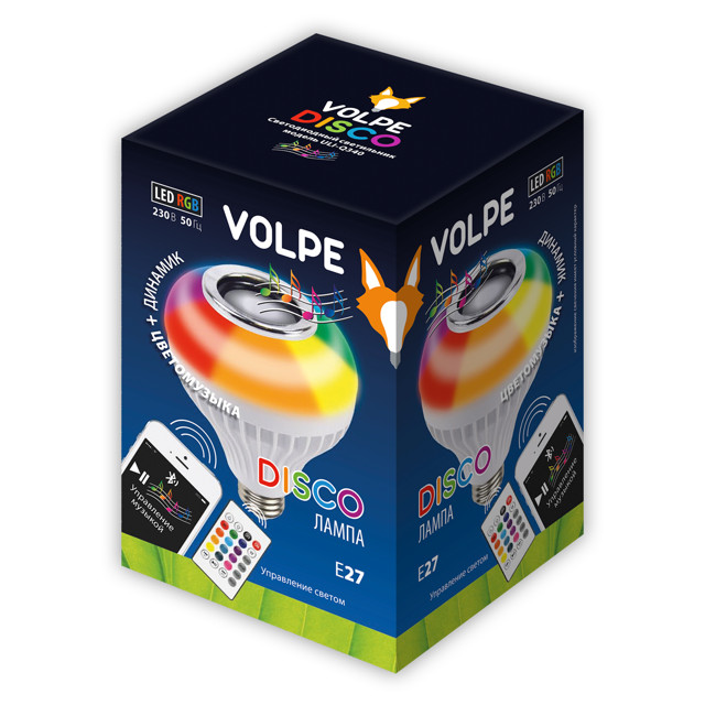 лампа светодиодная UNIEL Disco с ПУ 8Вт RGB E27 Bluetooth