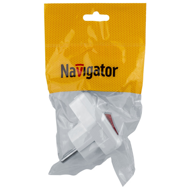 вилка угловая NAVIGATOR NCA-PL05 16A ESC-WH с/з с/выключателем белая