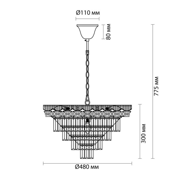 люстра подвесная LUMION Esme E14 8х40Вт золотой