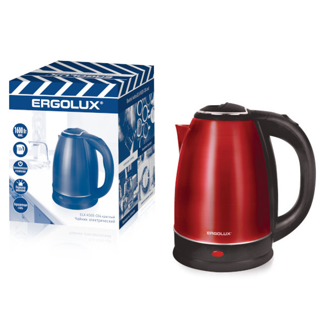 чайник ERGOLUX ELX-KS05-C04 1600Вт 1,8л металл красный чайник ERGOLUX ELX-KS05-C04 1600Вт 1,8л металл красный