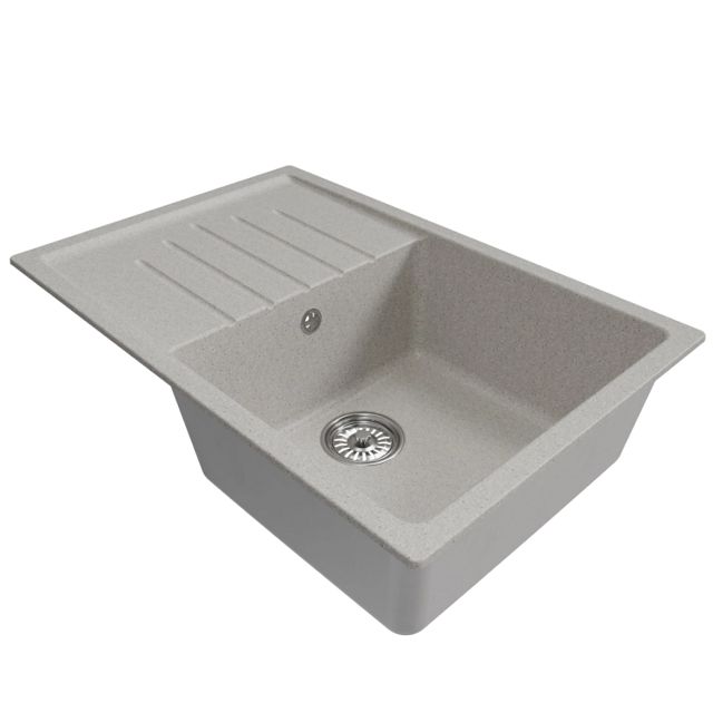 мойка Mixline ML-GM19 КОМФОРТ прямоугольная с крылом 750х500х200мм искуственный камень серая