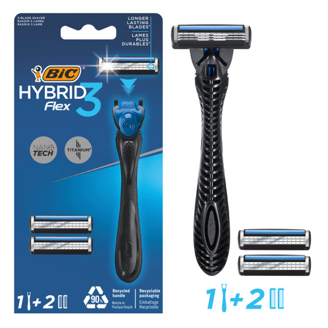 станок для бритья BIC Flex 3 Hybrid + 2 кассеты