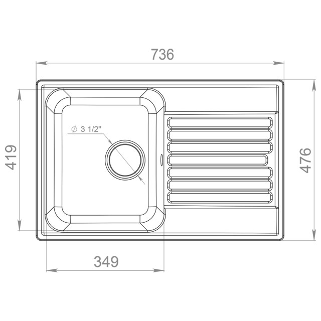 мойка GRANFEST QUARZ-78 740х480х180мм черная кварц