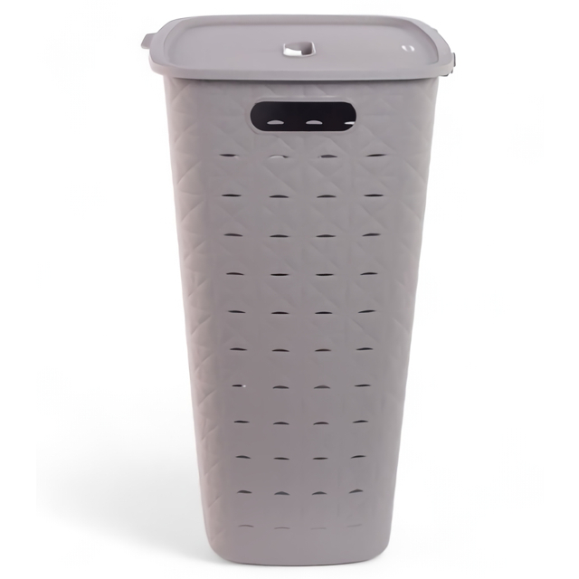 корзина для белья CURVER Softex 56л 43х33х60см пластик с крышкой серый
