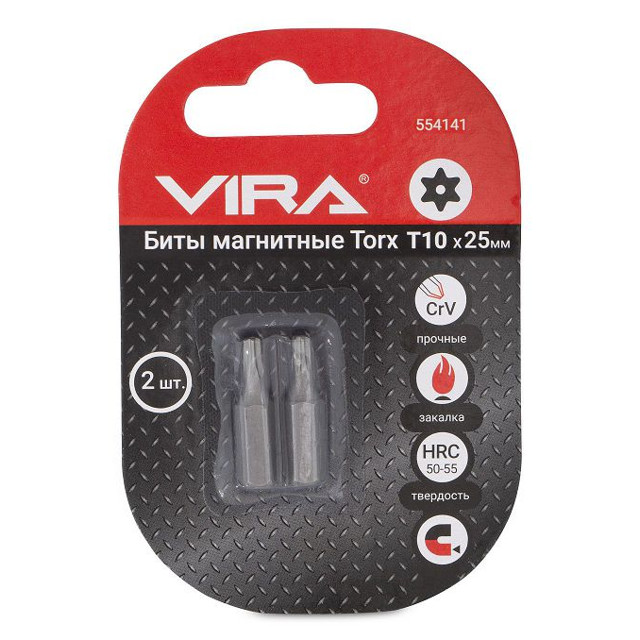 биты VIRA Torx T 10х25мм магнитные CR-V 2шт