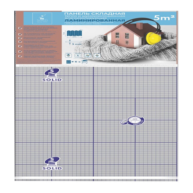 панель звукоизоляционная СОЛИД ПСШ ХPS перфор. 1000х500х5мм гармошка 5м2