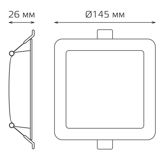 светильник светодиодный GAUSS Elementary Downlight 13Вт 1100Лм 4000K 260В IP20 145х26 белый квадрат