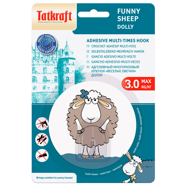 крючок адгезивный TATKRAFT Funny Sheep Dolly, пластик