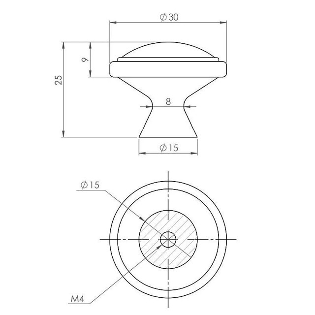 ручка-кнопка BRANTE BR906L 30мм античная бронза