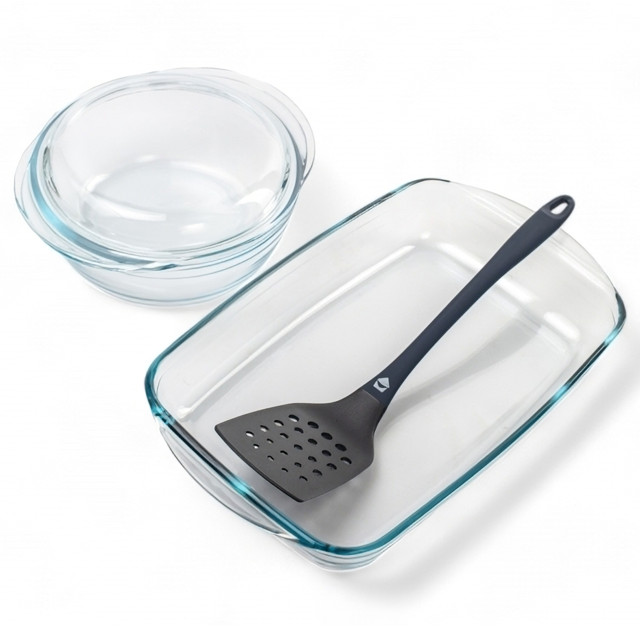 набор посуды для запекания PYREX Lunar 3пр.(формы овальная/прямоугольная, лопатка) жаропроч. стекло