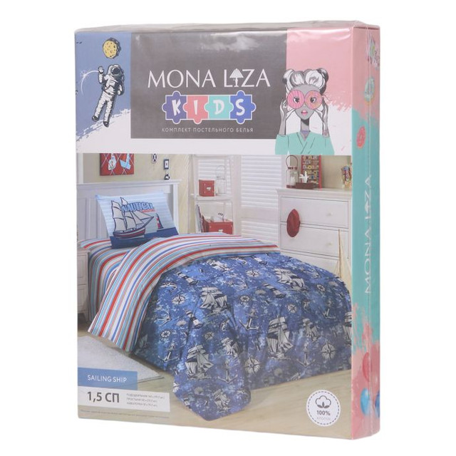 постельное белье 1,5сп MONA LIZA Kids Sailing ship сатин 1 нав.48х70см, арт.531014/9