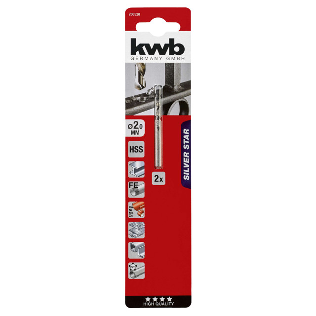сверло по металлу KWB SILVER STAR 2х45мм