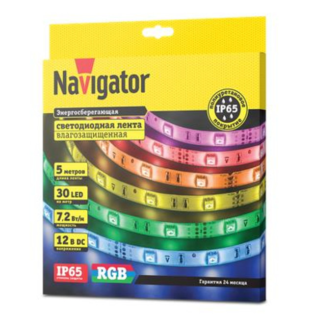 лента светодиодная LED NAVIGATOR RGB 7,2Вт IP65 12В