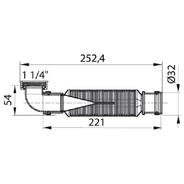 сифон для раковины WIRQUIN Senzo 1 1/4"х32 мм сухой без выпуска белый