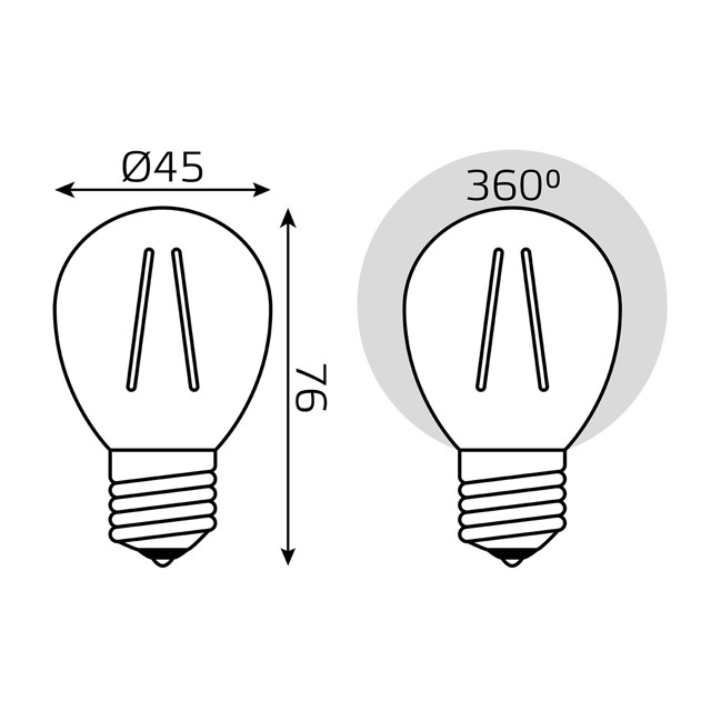 лампа филаментная GAUSS Filament Elementary 12Вт Е27 LED 750Лм 4100К шар