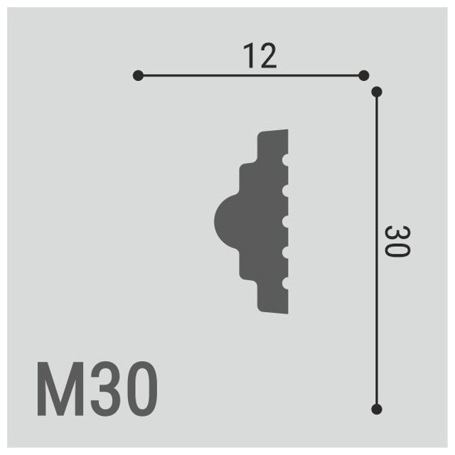 молдинг ДЕ-БАГЕТ М30 30х12х2000мм полимер(xps), арт. 00-00002386