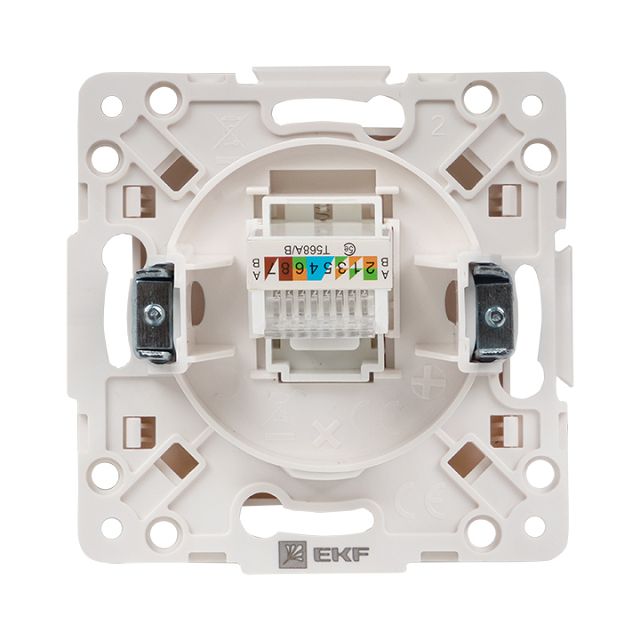 розетка 1 пост EKF Стокгольм RJ45 белый