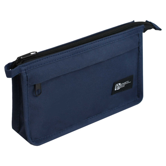 пенал Синий 21х3,5х11 см полиэстер нашивка из ткани без наполнения синий