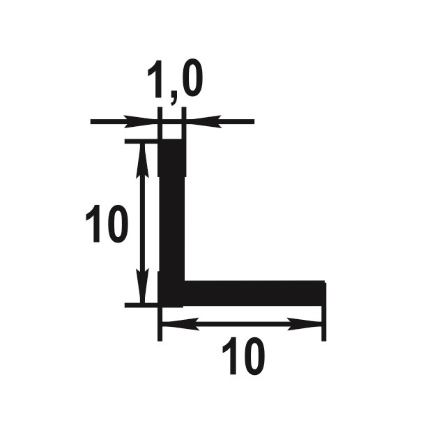 уголок алюминиевый серебро 10х10х1х1000мм